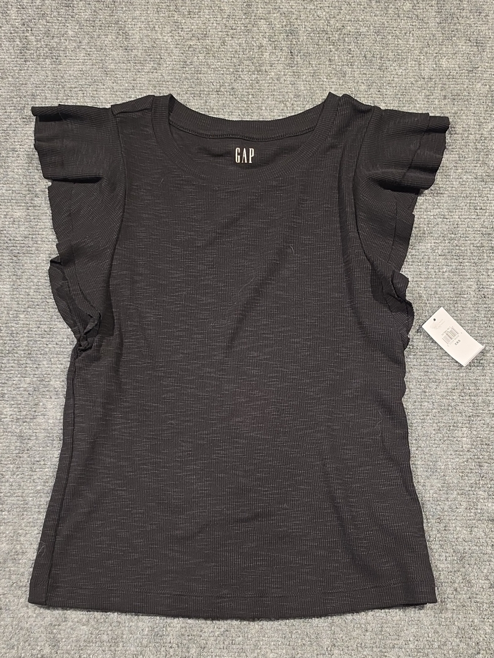 GAP Black Ruffle Sleeve Tank Top